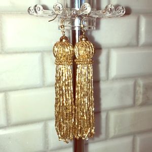 Beaded Gold tassel Earrings